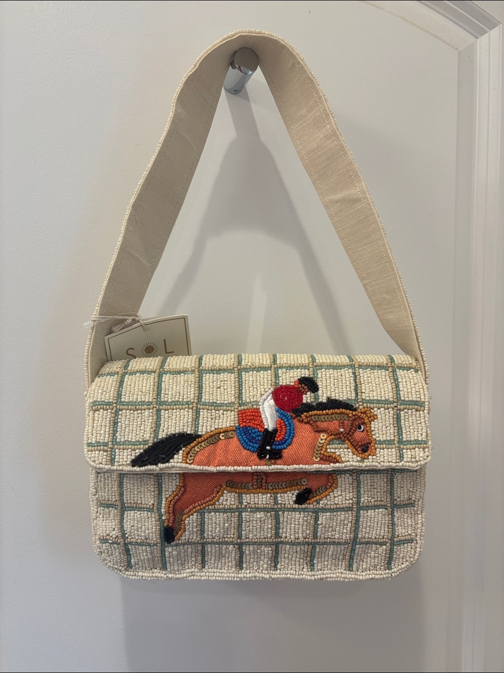 NWT SOL and Mer beaded bag animal edition - jockey and horse